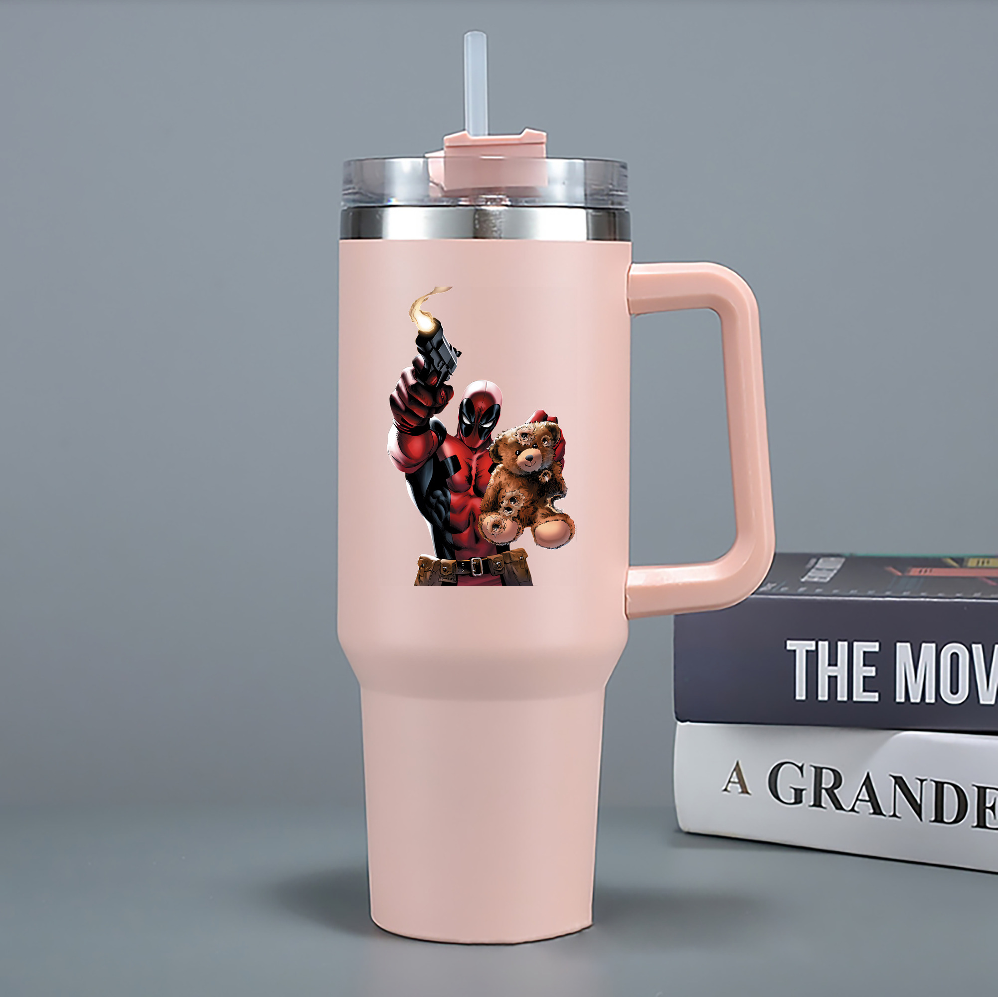（画像用） Deadpool デッドプール 1200mL車用タンブラー - クリスタルステッカー（プラスチックストロー付き）